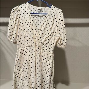 a new day Black and White Polka Dot Midi Dress